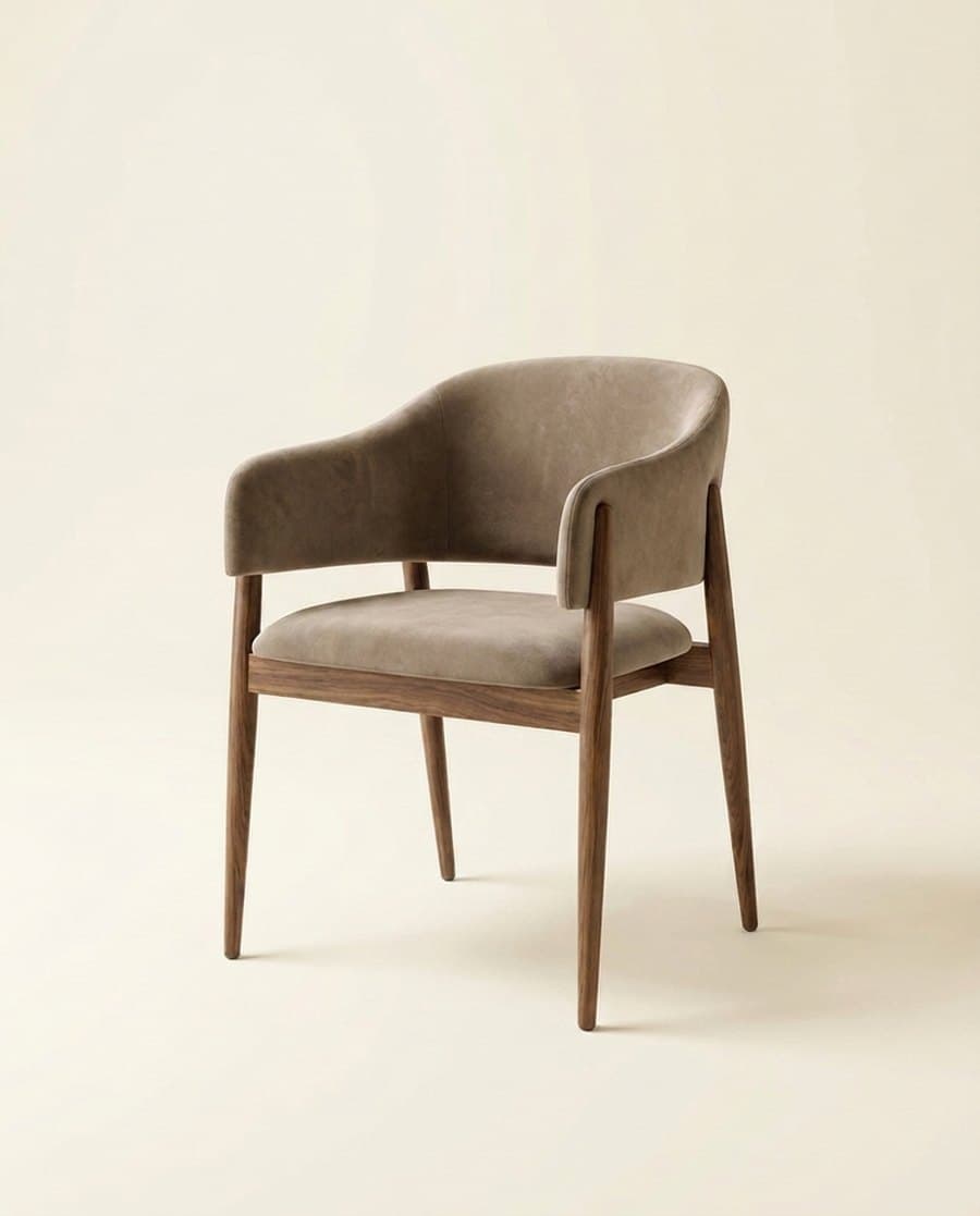 Scaun Eclipse — țesut Catifea Taupe, picioare nuc